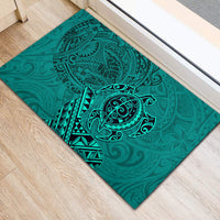 Hawaii Monk Seal and Dolphin Rubber Doormat Polynesian Kakau Pattern Turquoise LT03 - Polynesian Pride