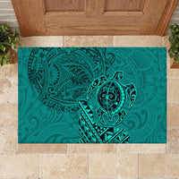 Hawaii Monk Seal and Dolphin Rubber Doormat Polynesian Kakau Pattern Turquoise LT03 - Polynesian Pride