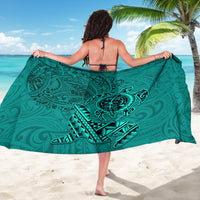 Hawaii Monk Seal and Dolphin Sarong Polynesian Kakau Pattern Turquoise