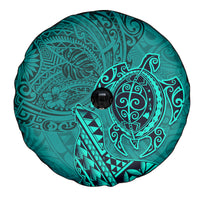 Hawaii Monk Seal and Dolphin Spare Tire Cover Polynesian Kakau Pattern Turquoise LT03 - Polynesian Pride