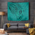 Hawaii Monk Seal and Dolphin Tapestry Polynesian Kakau Pattern Turquoise