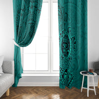 Hawaii Monk Seal and Dolphin Window Curtain Polynesian Kakau Pattern Turquoise LT03 - Polynesian Pride