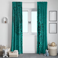 Hawaii Monk Seal and Dolphin Window Curtain Polynesian Kakau Pattern Turquoise LT03 - Polynesian Pride