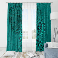 Hawaii Monk Seal and Dolphin Window Curtain Polynesian Kakau Pattern Turquoise LT03 - Polynesian Pride
