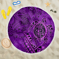 Hawaii Monk Seal and Dolphin Beach Blanket Polynesian Kakau Pattern Purple LT03 One Size 150cm Purple - Polynesian Pride