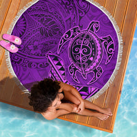Hawaii Monk Seal and Dolphin Beach Blanket Polynesian Kakau Pattern Purple LT03 - Polynesian Pride