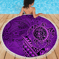 Hawaii Monk Seal and Dolphin Beach Blanket Polynesian Kakau Pattern Purple LT03 - Polynesian Pride