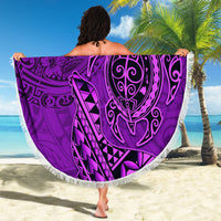 Hawaii Monk Seal and Dolphin Beach Blanket Polynesian Kakau Pattern Purple LT03 - Polynesian Pride