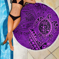 Hawaii Monk Seal and Dolphin Beach Blanket Polynesian Kakau Pattern Purple LT03 - Polynesian Pride