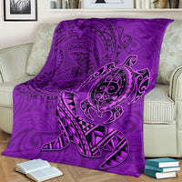 Hawaii Monk Seal and Dolphin Blanket Polynesian Kakau Pattern Purple LT03 - Polynesian Pride