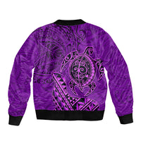Hawaii Monk Seal and Dolphin Bomber Jacket Polynesian Kakau Pattern Purple LT03 - Polynesian Pride