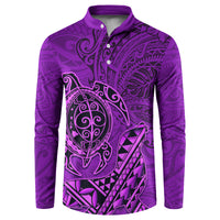 Hawaii Monk Seal and Dolphin Button Sweatshirt Polynesian Kakau Pattern Purple LT03 Purple - Polynesian Pride