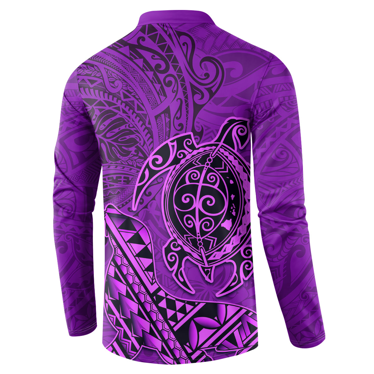 Hawaii Monk Seal and Dolphin Button Sweatshirt Polynesian Kakau Pattern Purple LT03 - Polynesian Pride