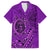 Hawaii Monk Seal and Dolphin Family Matching Long Sleeve Bodycon Dress and Hawaiian Shirt Polynesian Kakau Pattern Purple