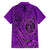 Hawaii Monk Seal and Dolphin Family Matching Long Sleeve Bodycon Dress and Hawaiian Shirt Polynesian Kakau Pattern Purple