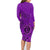 Hawaii Monk Seal and Dolphin Family Matching Long Sleeve Bodycon Dress and Hawaiian Shirt Polynesian Kakau Pattern Purple