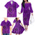 Hawaii Monk Seal and Dolphin Family Matching Off The Shoulder Long Sleeve Dress and Hawaiian Shirt Polynesian Kakau Pattern Purple