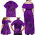 Hawaii Monk Seal and Dolphin Family Matching Off Shoulder Maxi Dress and Hawaiian Shirt Polynesian Kakau Pattern Purple