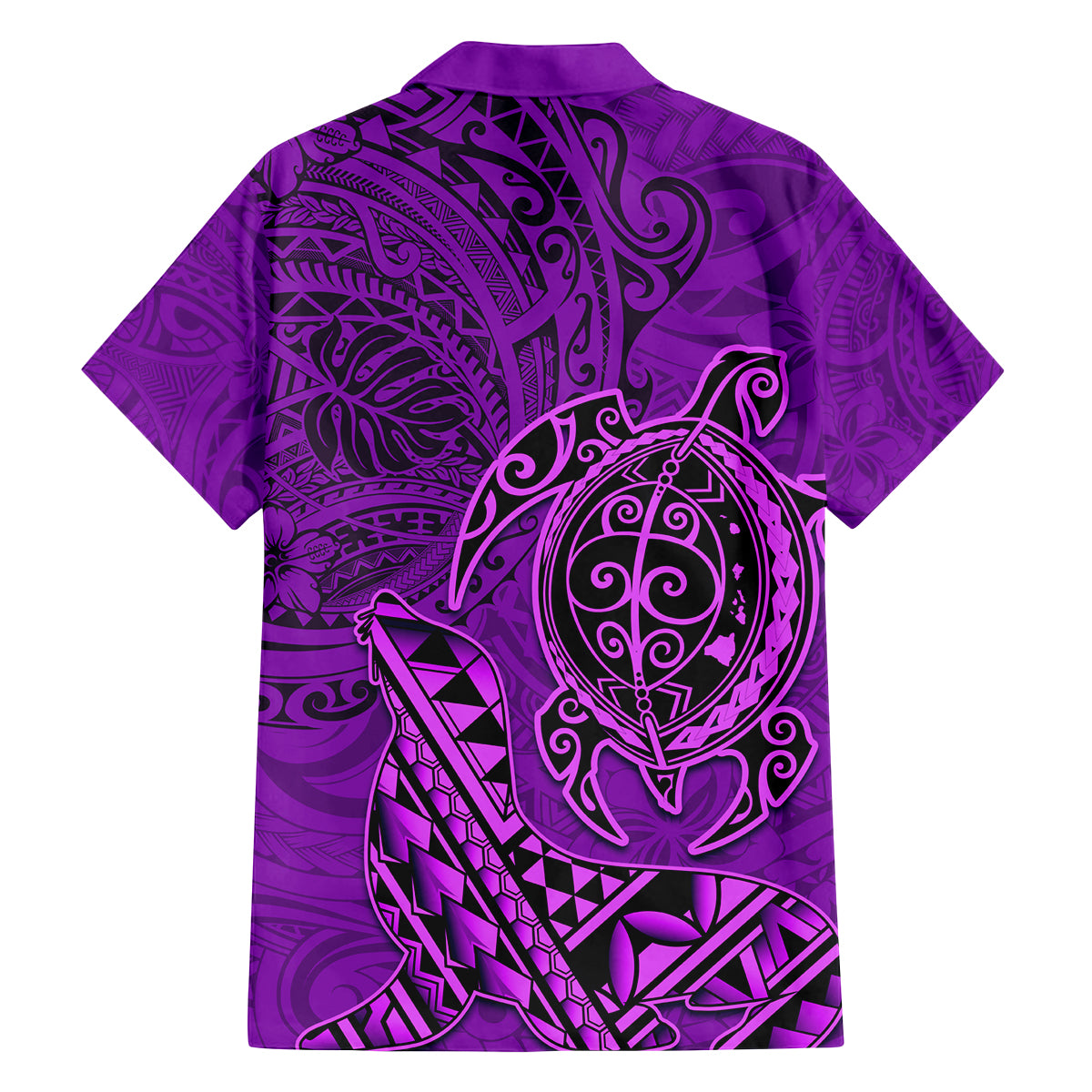 Hawaii Monk Seal and Dolphin Family Matching Off Shoulder Maxi Dress and Hawaiian Shirt Polynesian Kakau Pattern Purple