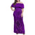 Hawaii Monk Seal and Dolphin Family Matching Off Shoulder Maxi Dress and Hawaiian Shirt Polynesian Kakau Pattern Purple