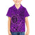 Hawaii Monk Seal and Dolphin Family Matching Off Shoulder Short Dress and Hawaiian Shirt Polynesian Kakau Pattern Purple