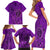 Hawaii Monk Seal and Dolphin Family Matching Short Sleeve Bodycon Dress and Hawaiian Shirt Polynesian Kakau Pattern Purple