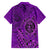 Hawaii Monk Seal and Dolphin Family Matching Short Sleeve Bodycon Dress and Hawaiian Shirt Polynesian Kakau Pattern Purple