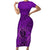 Hawaii Monk Seal and Dolphin Family Matching Short Sleeve Bodycon Dress and Hawaiian Shirt Polynesian Kakau Pattern Purple