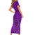 Hawaii Monk Seal and Dolphin Family Matching Short Sleeve Bodycon Dress and Hawaiian Shirt Polynesian Kakau Pattern Purple