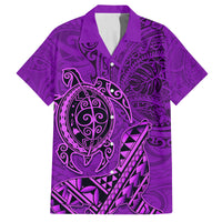 Hawaii Monk Seal and Dolphin Family Matching Summer Maxi Dress and Hawaiian Shirt Polynesian Kakau Pattern Purple LT03 Dad's Shirt - Short Sleeve Purple - Polynesian Pride