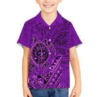 Hawaii Monk Seal and Dolphin Family Matching Tank Maxi Dress and Hawaiian Shirt Polynesian Kakau Pattern Purple