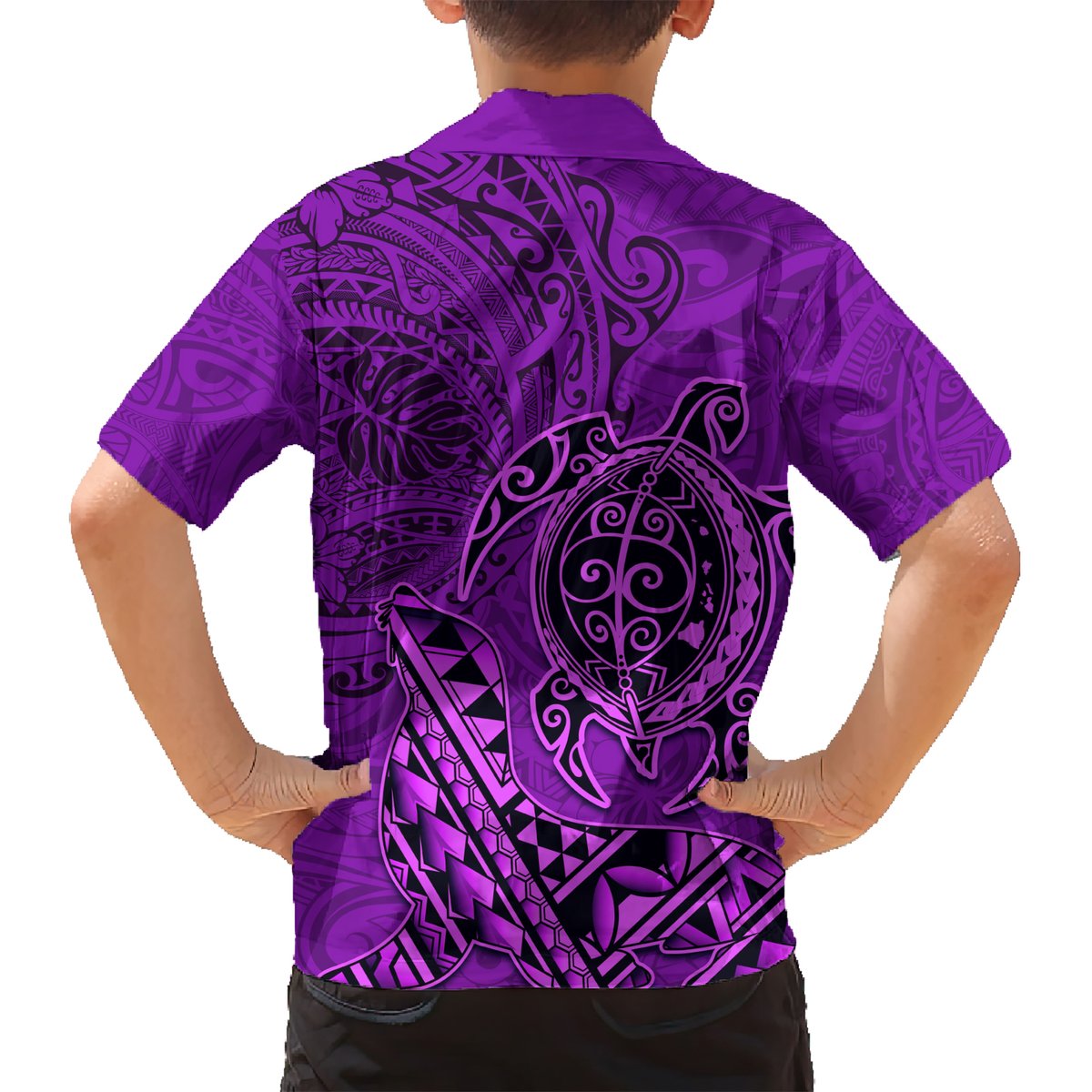 Hawaii Monk Seal and Dolphin Hawaiian Shirt Polynesian Kakau Pattern Purple LT03 - Polynesian Pride