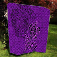 Hawaii Monk Seal and Dolphin Quilt Polynesian Kakau Pattern Purple