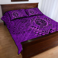 Hawaii Monk Seal and Dolphin Quilt Bed Set Polynesian Kakau Pattern Purple LT03 - Polynesian Pride