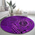 Hawaii Monk Seal and Dolphin Round Carpet Polynesian Kakau Pattern Purple