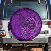 Hawaii Monk Seal and Dolphin Spare Tire Cover Polynesian Kakau Pattern Purple LT03 Purple - Polynesian Pride