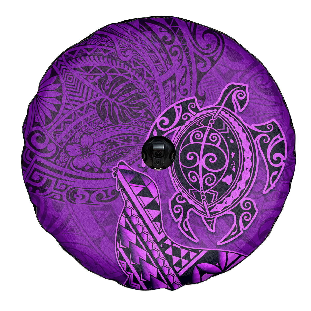 Hawaii Monk Seal and Dolphin Spare Tire Cover Polynesian Kakau Pattern Purple LT03 - Polynesian Pride