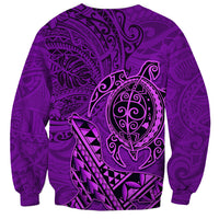 Hawaii Monk Seal and Dolphin Sweatshirt Polynesian Kakau Pattern Purple LT03 - Polynesian Pride