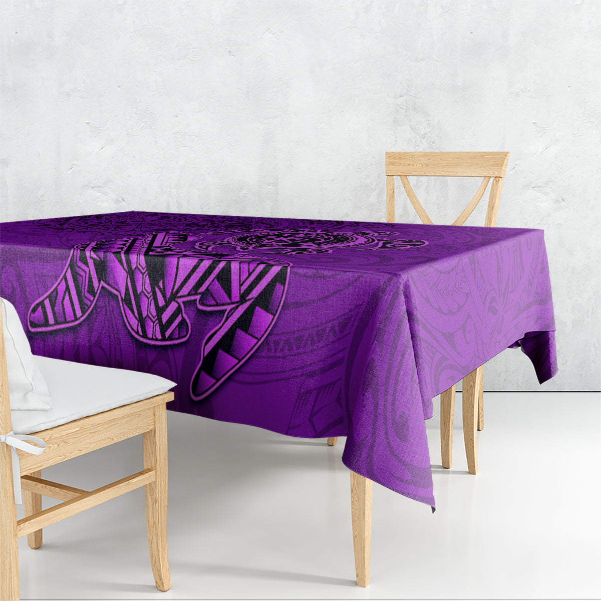 Hawaii Monk Seal and Dolphin Tablecloth Polynesian Kakau Pattern Purple LT03 - Polynesian Pride