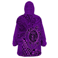 Hawaii Monk Seal and Dolphin Wearable Blanket Hoodie Polynesian Kakau Pattern Purple LT03 - Polynesian Pride