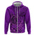 Hawaii Monk Seal and Dolphin Zip Hoodie Polynesian Kakau Pattern Purple