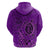 Hawaii Monk Seal and Dolphin Zip Hoodie Polynesian Kakau Pattern Purple