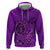 Hawaii Monk Seal and Dolphin Zip Hoodie Polynesian Kakau Pattern Purple