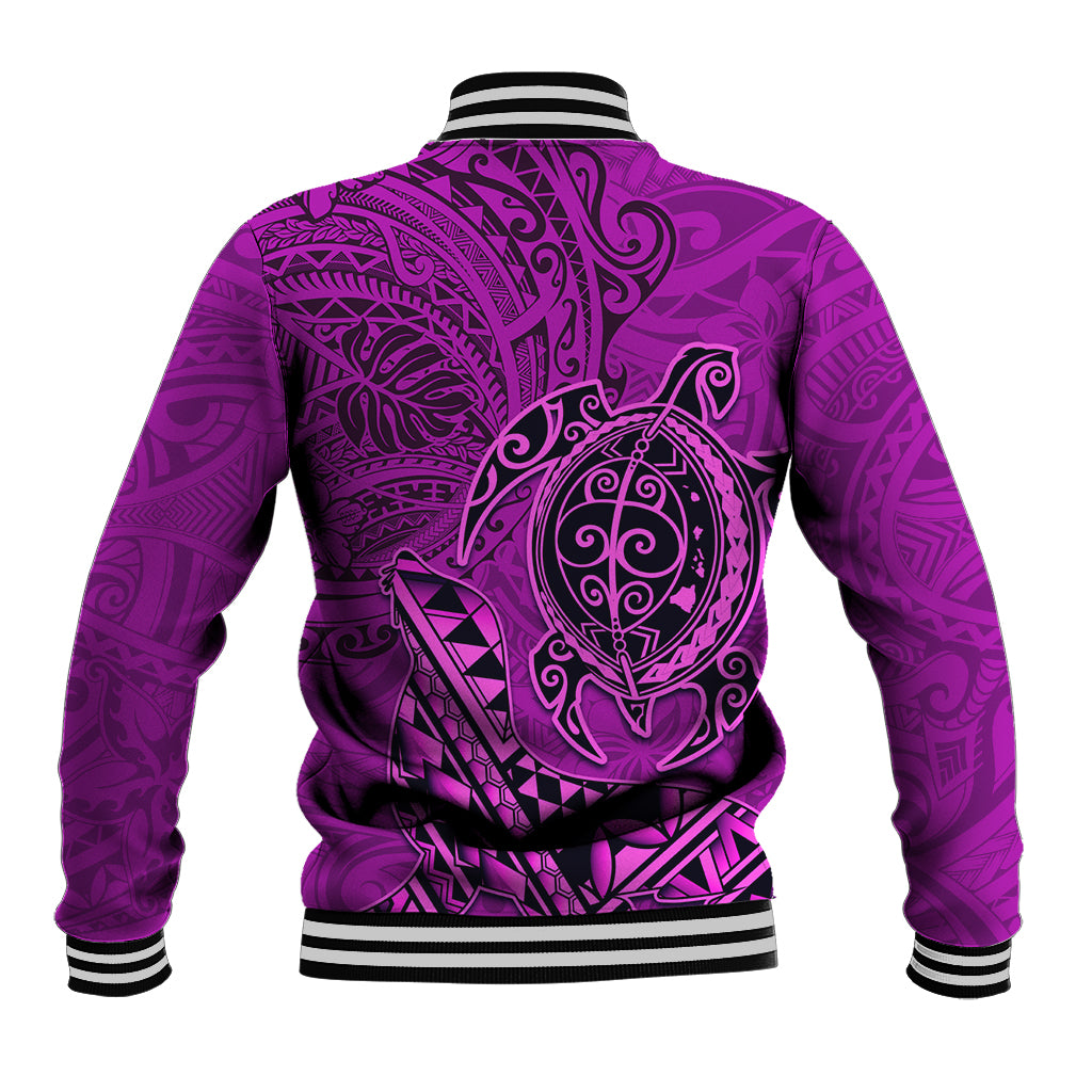 Hawaii Monk Seal and Dolphin Baseball Jacket Polynesian Kakau Pattern Pink LT03 - Polynesian Pride