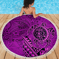Hawaii Monk Seal and Dolphin Beach Blanket Polynesian Kakau Pattern Pink LT03 - Polynesian Pride