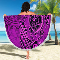 Hawaii Monk Seal and Dolphin Beach Blanket Polynesian Kakau Pattern Pink LT03 - Polynesian Pride