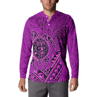 Hawaii Monk Seal and Dolphin Button Sweatshirt Polynesian Kakau Pattern Pink LT03 - Polynesian Pride