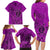 Hawaii Monk Seal and Dolphin Family Matching Long Sleeve Bodycon Dress and Hawaiian Shirt Polynesian Kakau Pattern Pink