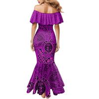 Hawaii Monk Seal and Dolphin Family Matching Mermaid Dress and Hawaiian Shirt Polynesian Kakau Pattern Pink