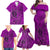 Hawaii Monk Seal and Dolphin Family Matching Off Shoulder Maxi Dress and Hawaiian Shirt Polynesian Kakau Pattern Pink